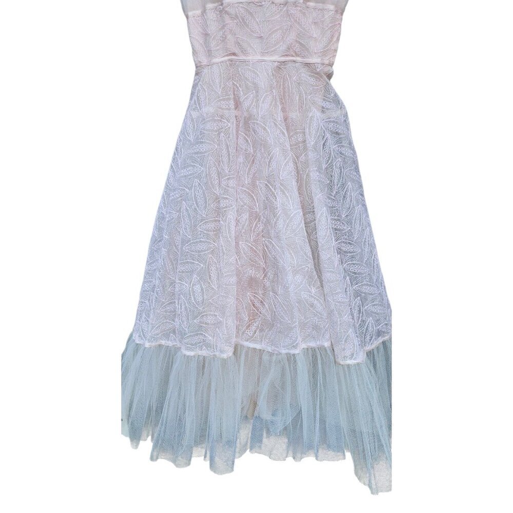 Vintage 1950s Lace & Netting Formal Cocktail Party Dress XXS - Picture 6 of 14